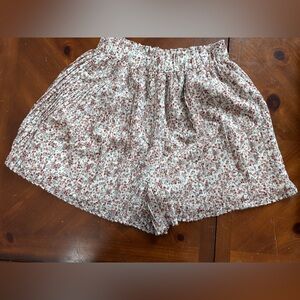 Loft Women's Floral Elastic-Waist Skort- White with Pink Floral, Sz XS